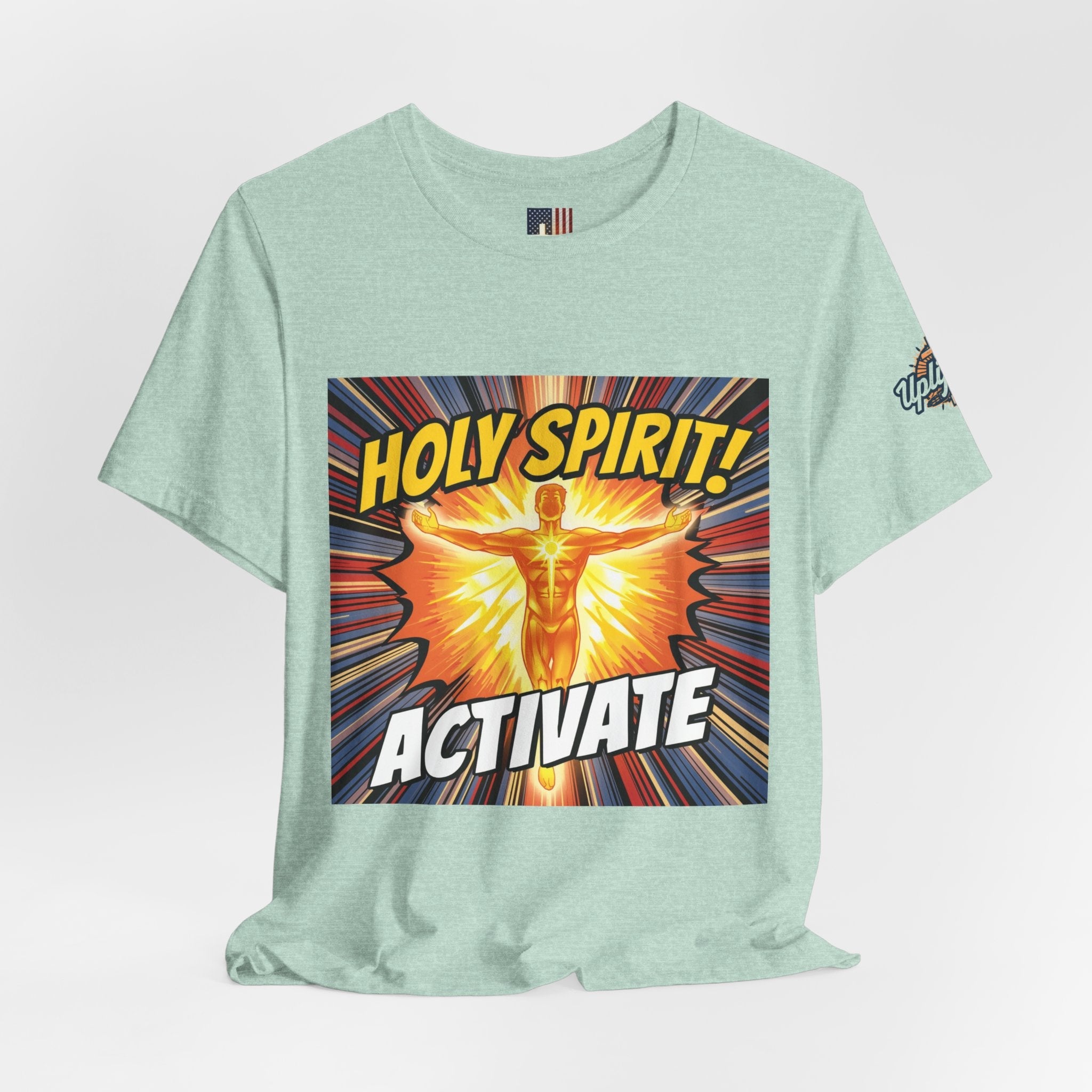 Holy Spirit Activate T-shirt – Superhero Christian T-shirt with Vibrant Power-Up Design for Faith-Fueled Boldness Printify