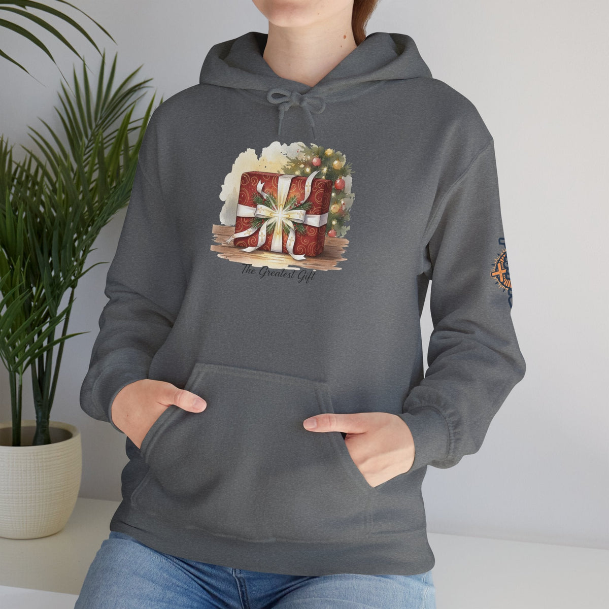 The Greatest Gift Hoodie – Cross Bow Present Christian Hoodie for Christmas Salvation & Eternal Faith Printify