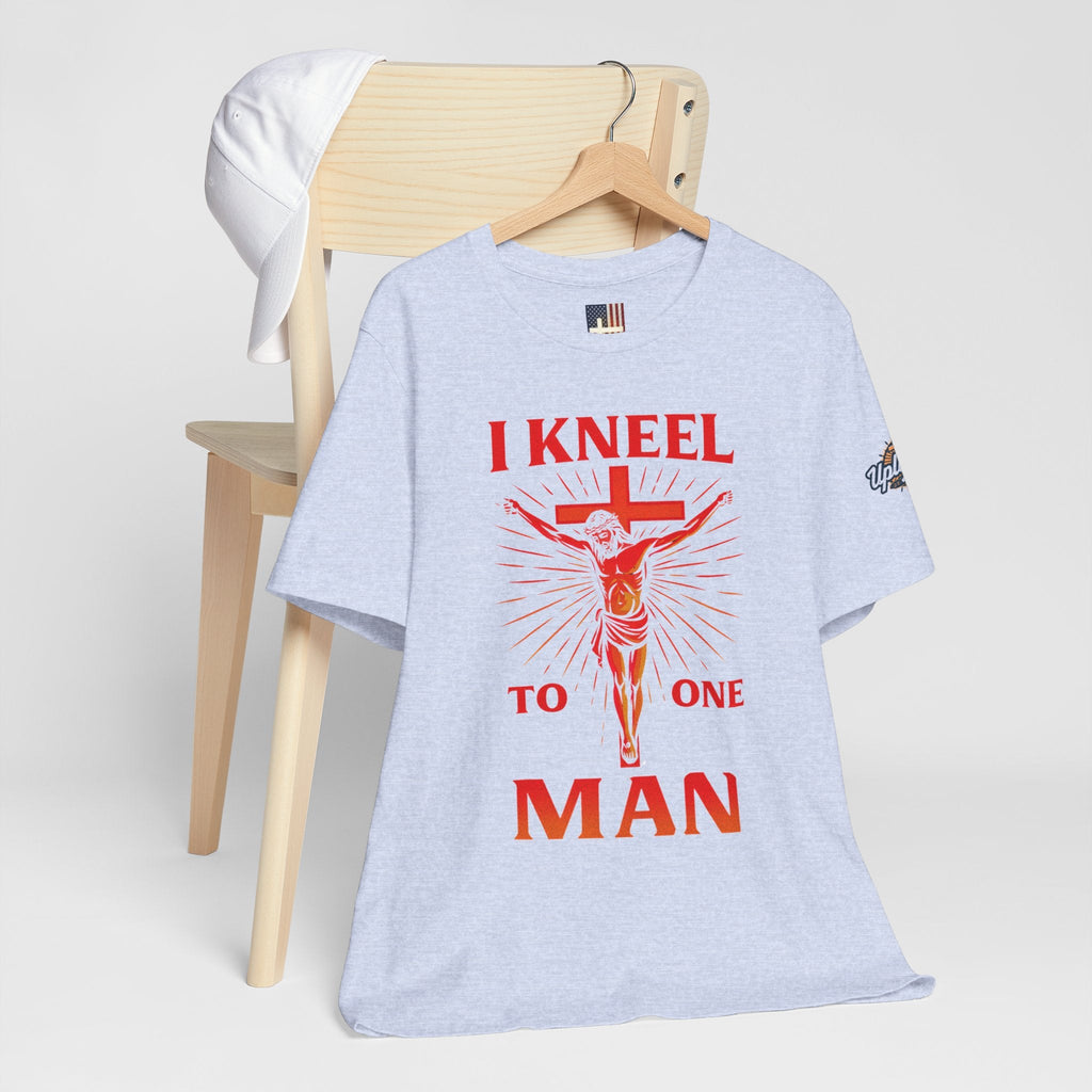 I Kneel to One Man T-shirt – Crucifixion Christian T-shirt for Unashamed Devotion & Bold Faith Printify