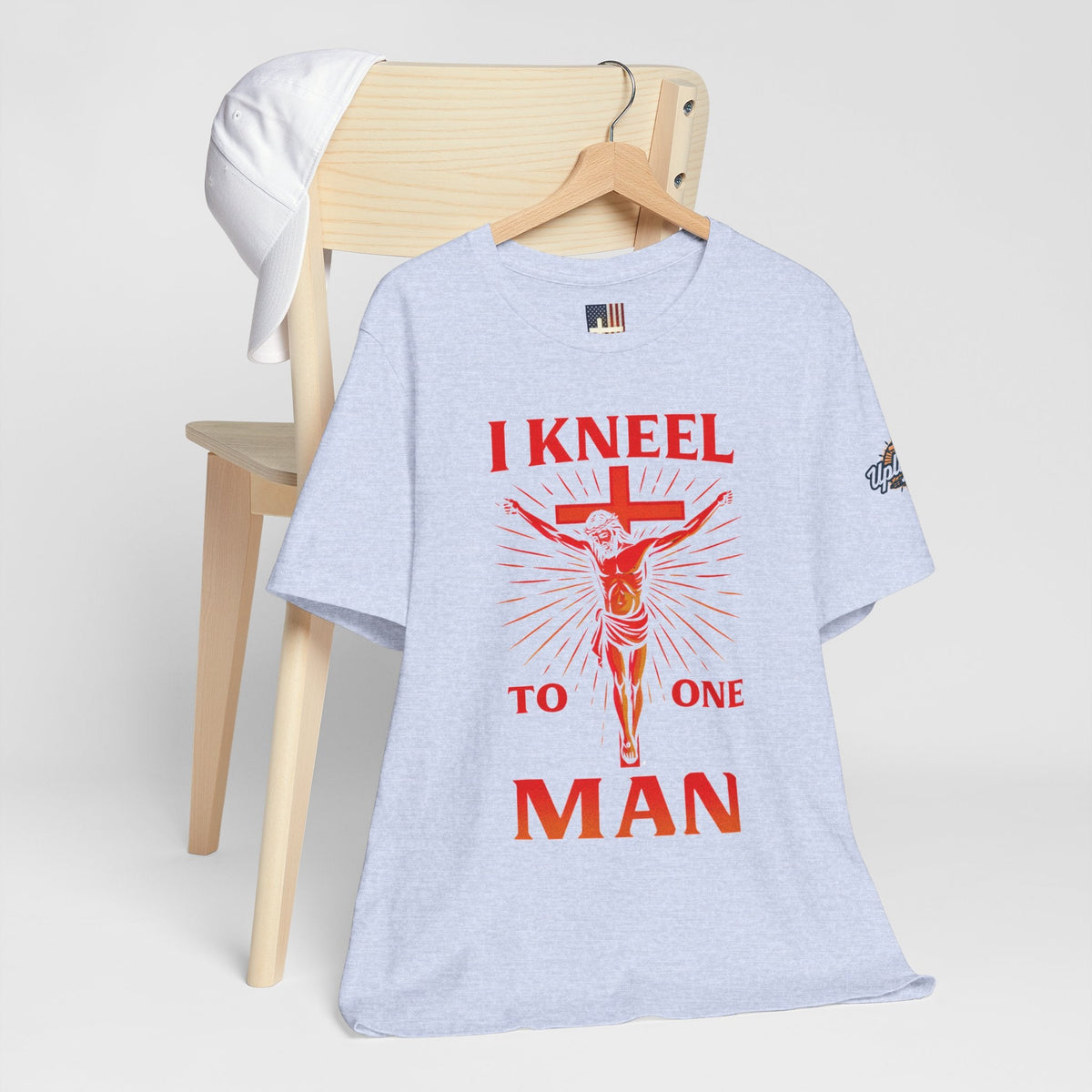 I Kneel to One Man T-shirt – Crucifixion Christian T-shirt for Unashamed Devotion & Bold Faith Printify