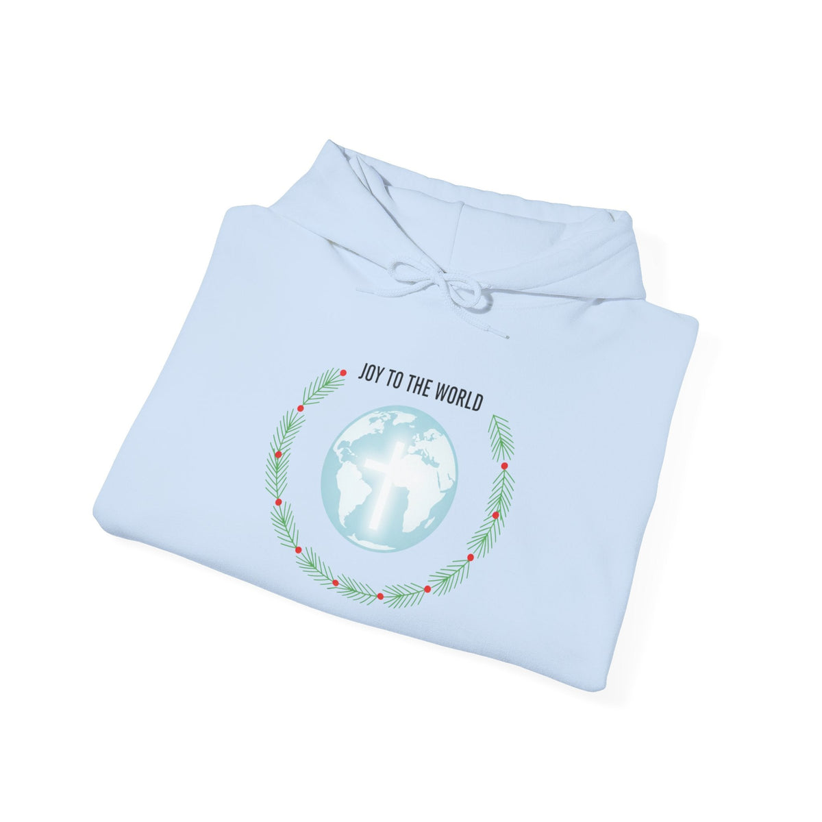 Joy to the World Hoodie – Wreath Earth Nativity Christian Christmas Sweatshirt for Isaiah 9:6 Holiday Faith & Festive Joy Printify