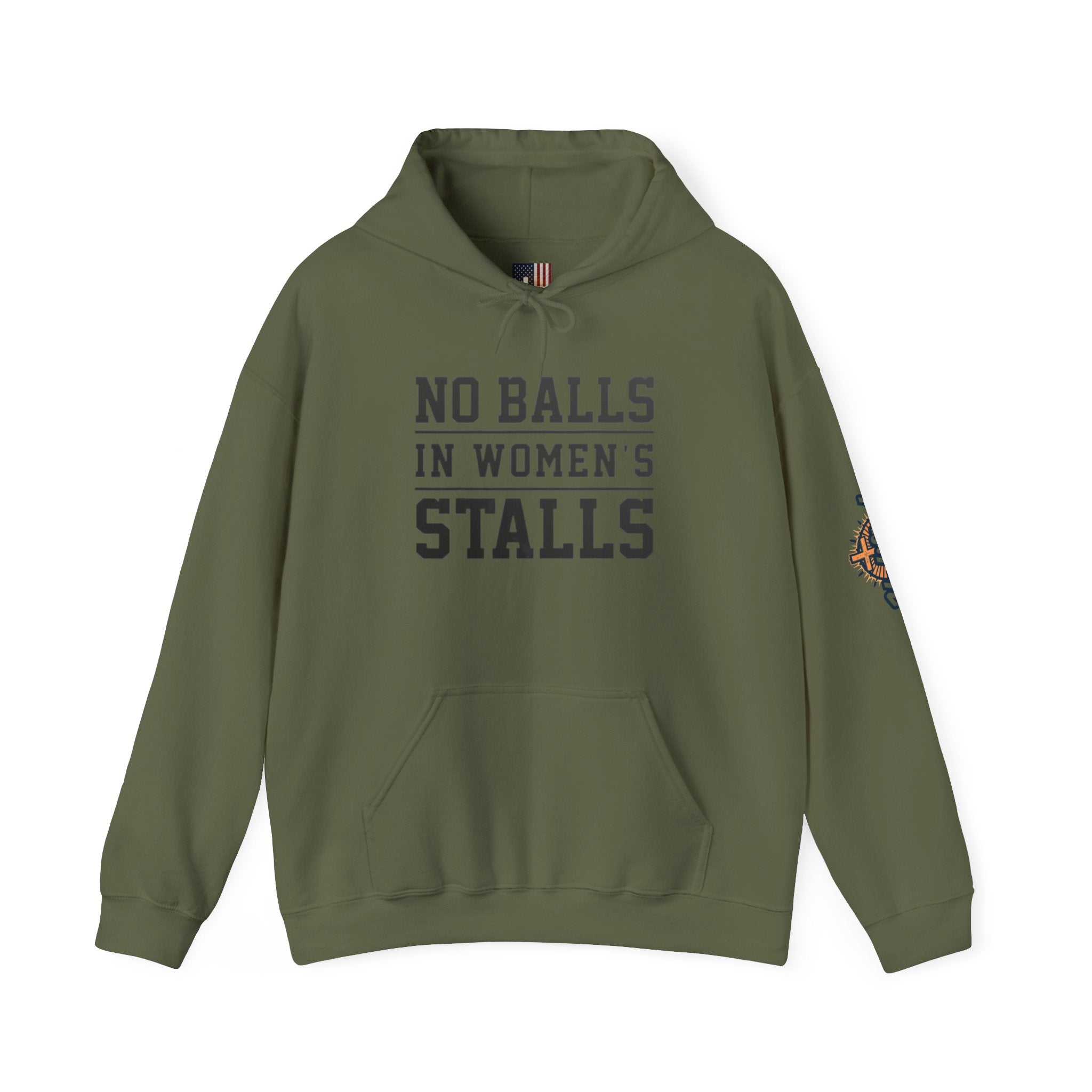 "No Balls in Women's Stalls" Statement Hoodie — Protest Sweatshirt Printify