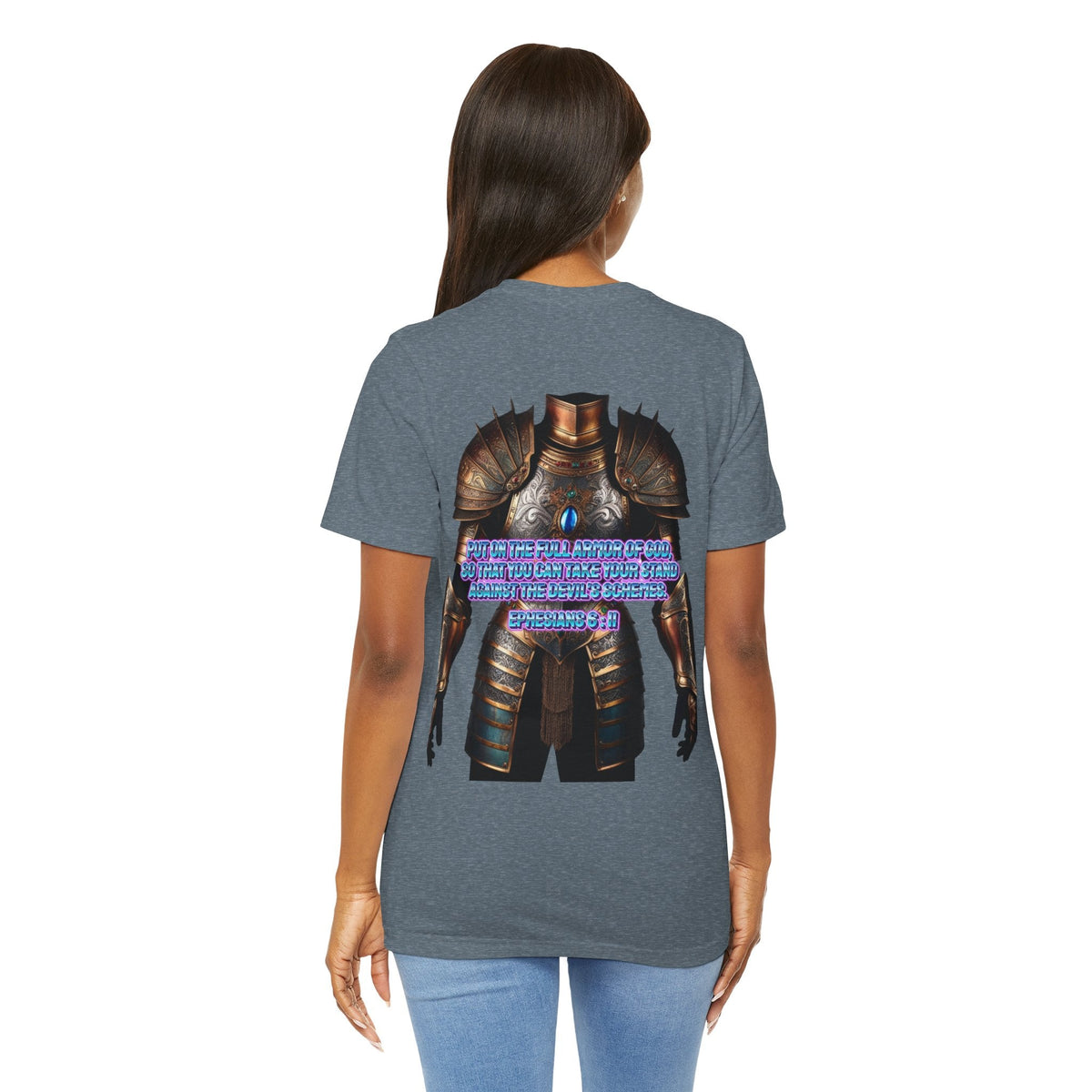 Religious Graphic Tee with Armor Of God Design Unisex Jersey Short Sleeve Tee Printify