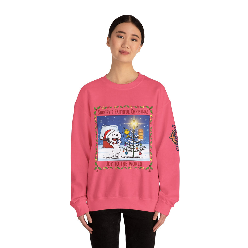 🎄 Faithful Christmas Friends – Christian Holiday Sweatshirt | Festive Tree & Cartoon Duo | Heartwarming Christmas Tee by Uplifted Gear Printify