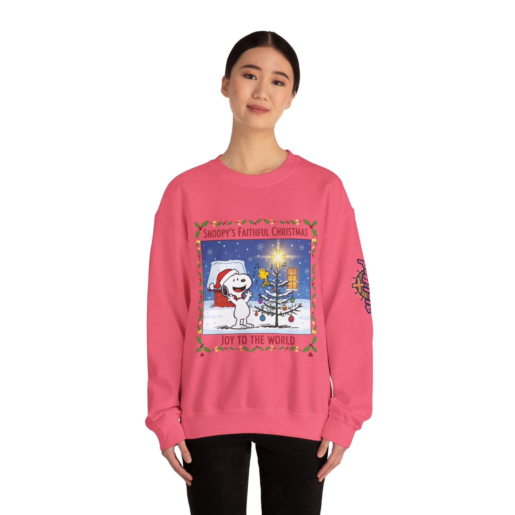 🎄 Faithful Christmas Friends – Christian Holiday Sweatshirt | Festive Tree & Cartoon Duo | Heartwarming Christmas Tee by Uplifted Gear Printify