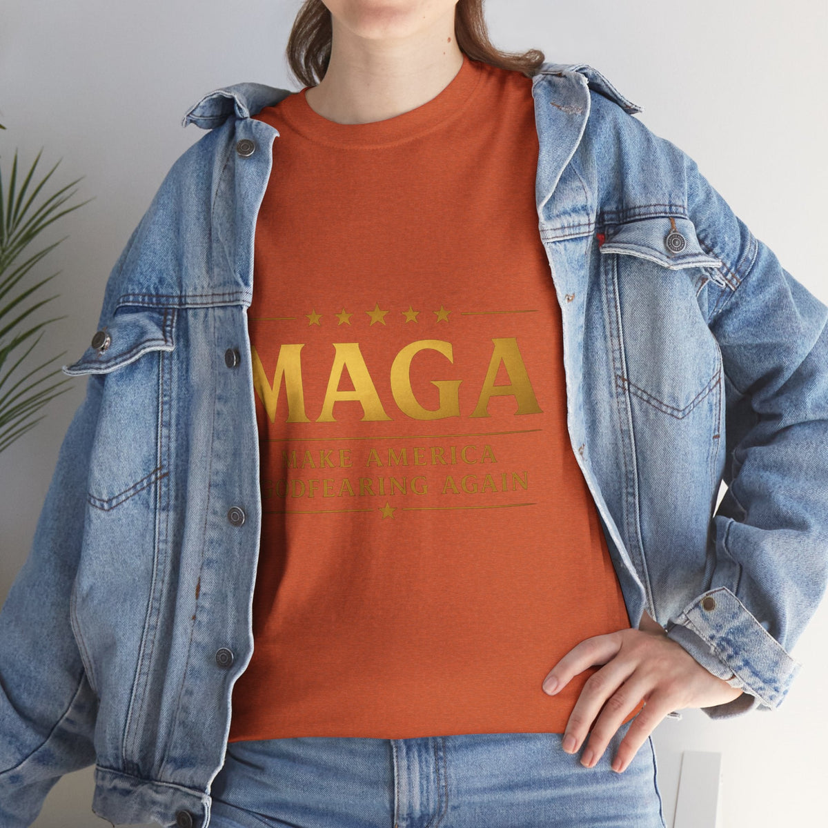 MAGA Gold Letter T-Shirt — "Make America Great Again" Printify