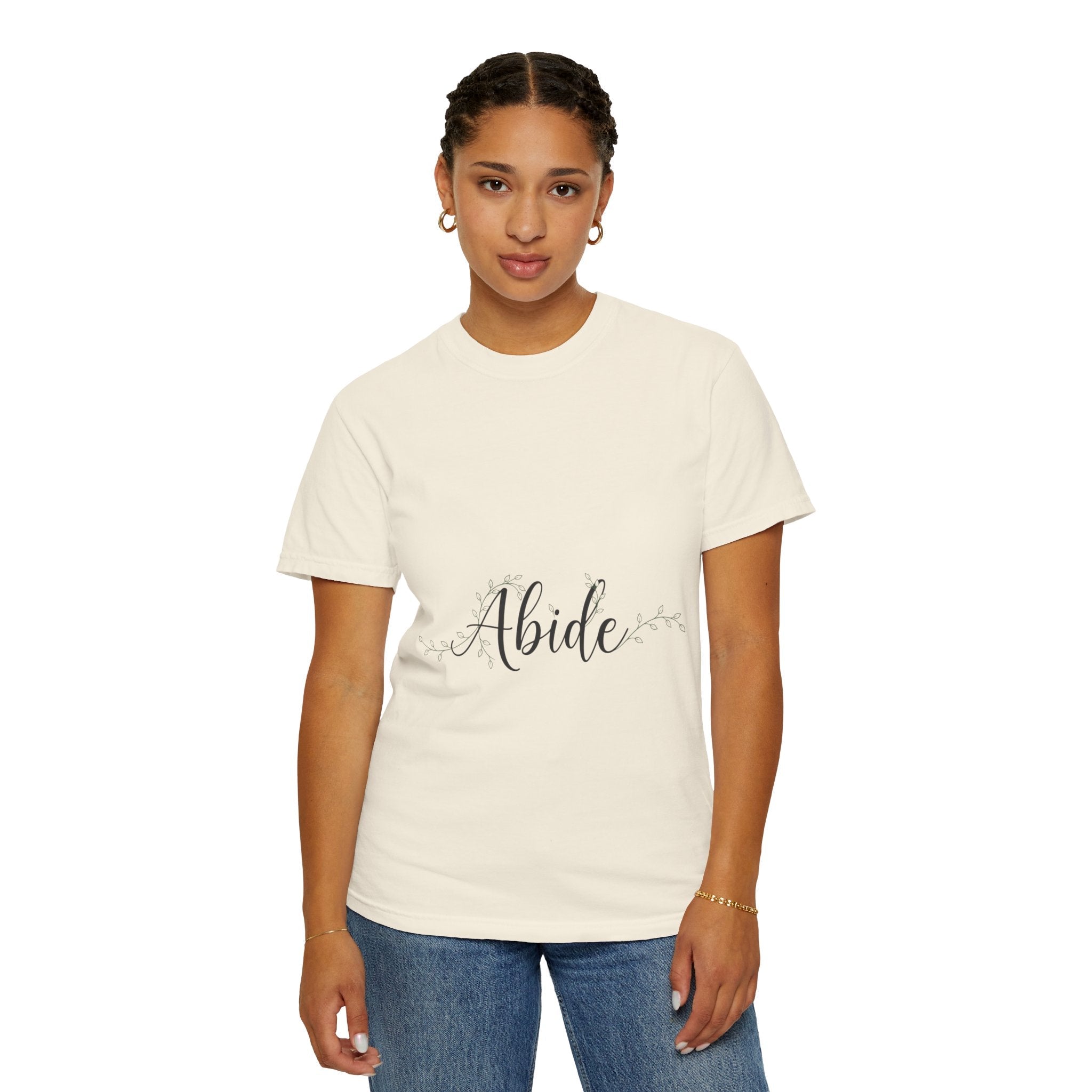 Abide in the Lord T-Shirt – Vine Design Christian Tee for Faithful Hearts Printify