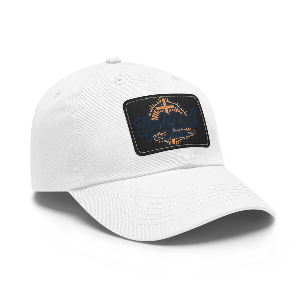 Uplifted Gear Leather Patch Dad Hat — Vintage Aviation Logo Cap Printify
