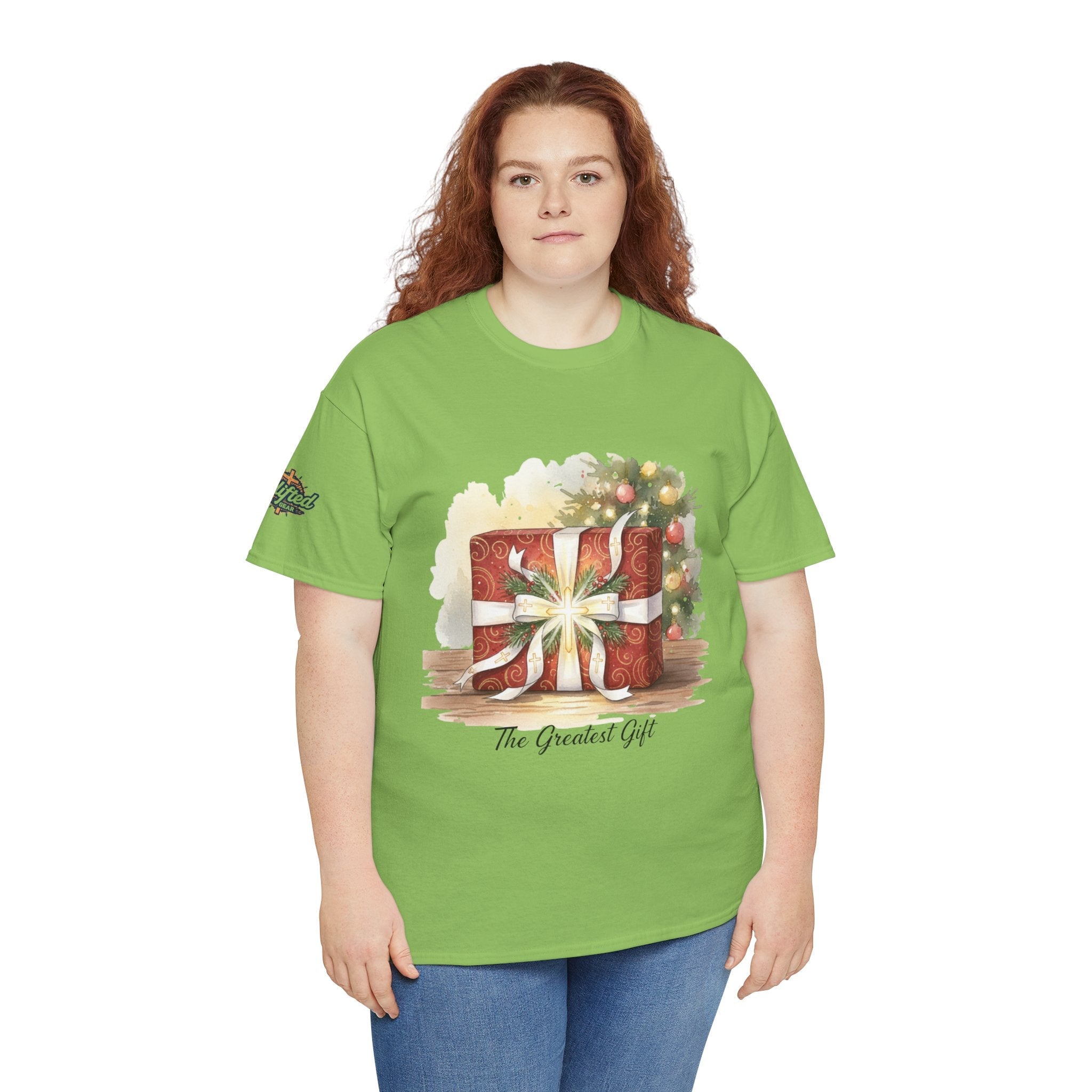 The Greatest Gift T-shirt – Cross Bow Present Christian T-shirt for Christmas Salvation & Eternal Faith Printify