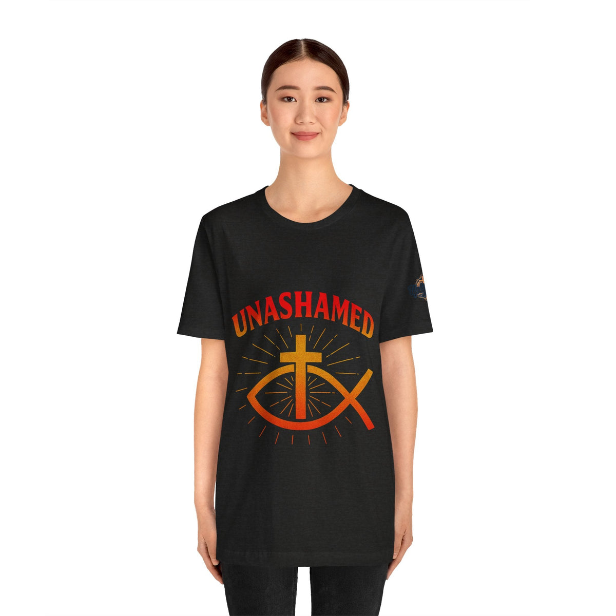 Unashamed T-shirt – Ichthys Jesus Fish & Cross Christian T-shirt for Romans 1:16 Bold Faith Printify