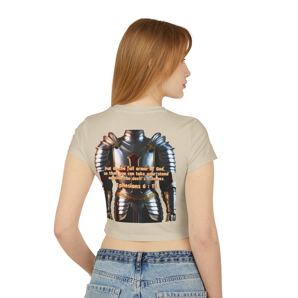 Women's Baby Tee - Ephesians 6:11 Bible Verse Religious Design Printify