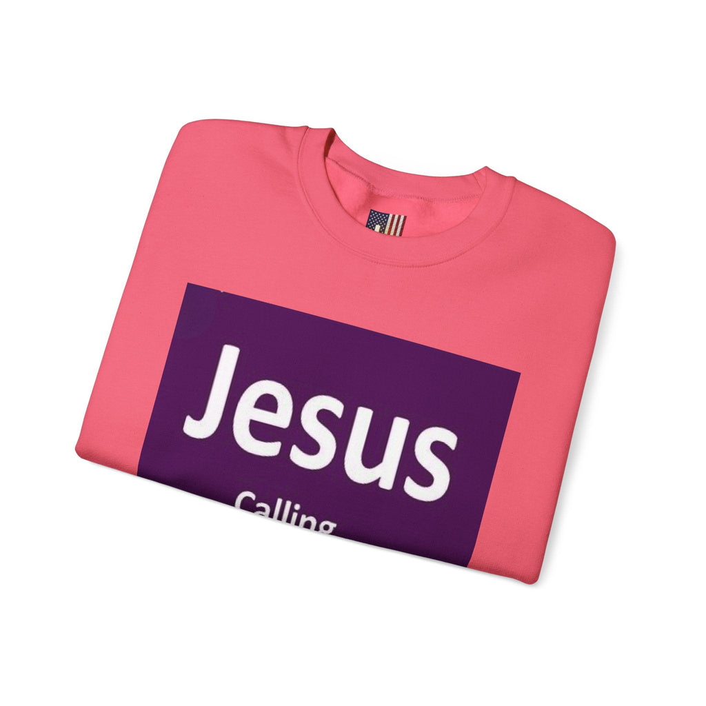 Jesus Calling Sweatshirt – Funny Cell Phone Screen Christian Sweatshirt for Divine Connection & Faith Humor Printify