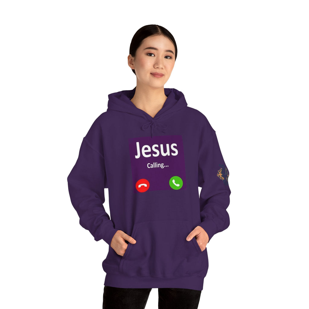 Jesus Calling Hoodie – Funny Cell Phone Screen Christian Sweatshirt for Divine Connection & Faith Humor Printify