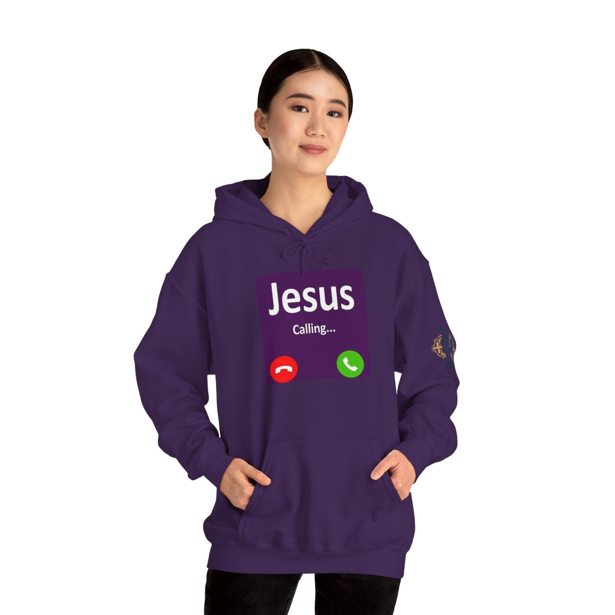 Jesus Calling Hoodie – Funny Cell Phone Screen Christian Sweatshirt for Divine Connection & Faith Humor Printify