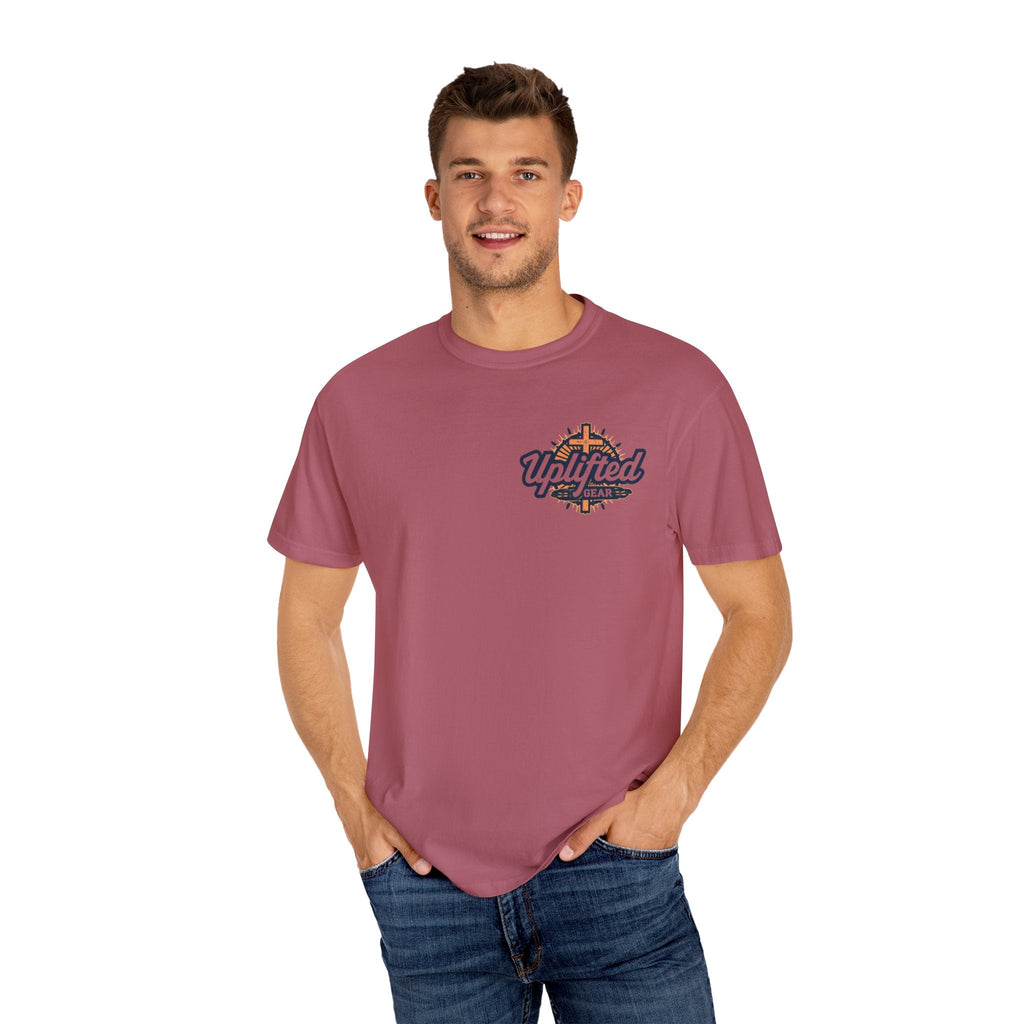 ✨ Chosen. Loved. Redeemed. – Elegant Christian T-Shirt | Gold Foil Faith Tee | Subtle Cross & Heart Design | Inspirational Bible Verse Apparel by Uplifted Gear Printify