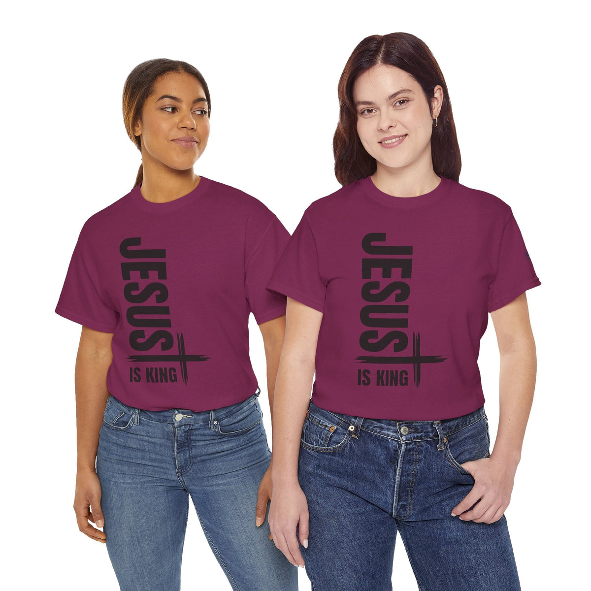 Jesus Is King T-shirt | Modern Typographic Cross Christian T-shirt Printify