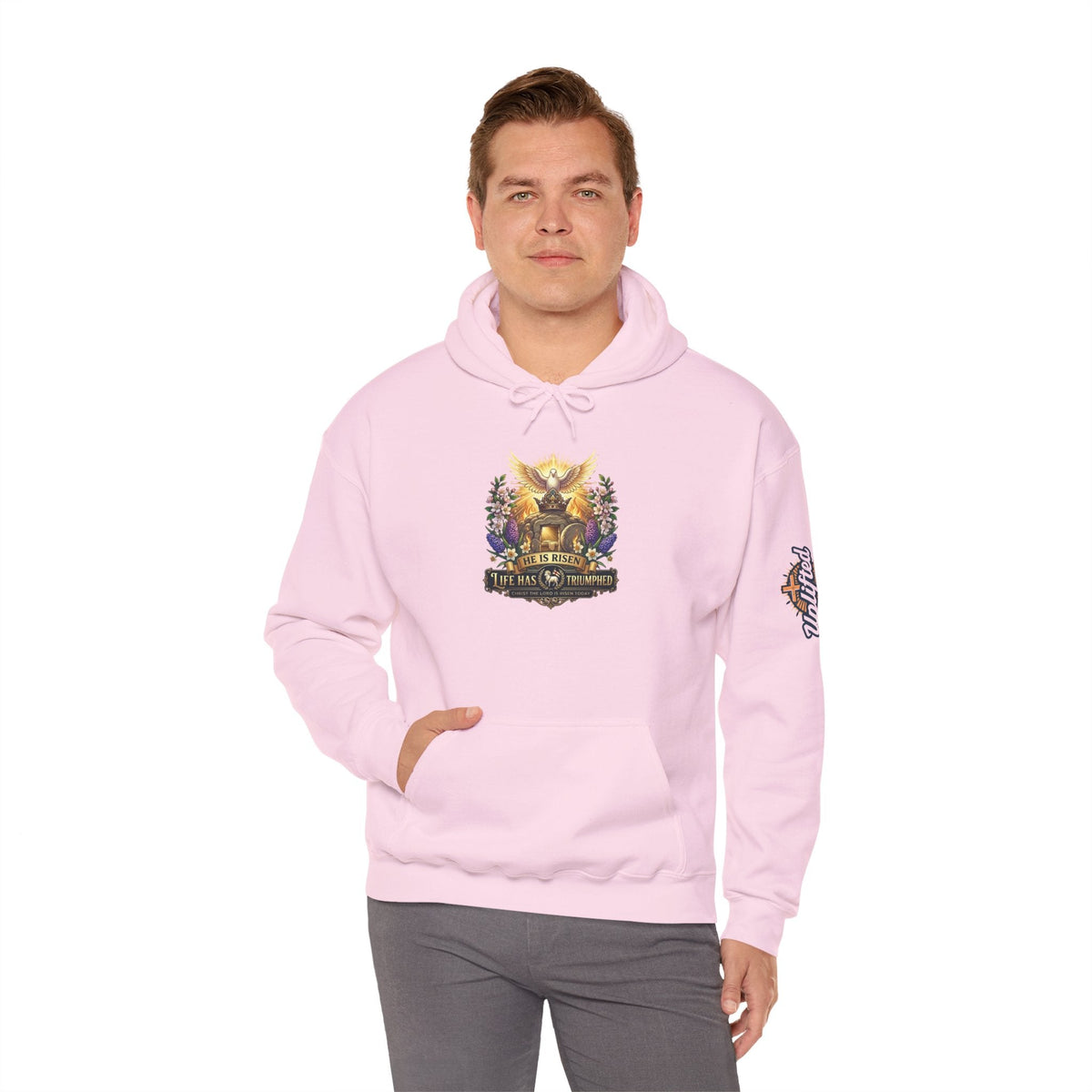 He Is Risen "Life Has Triumphed" Hoodie — Easter Resurrection Christian Hoodie Printify