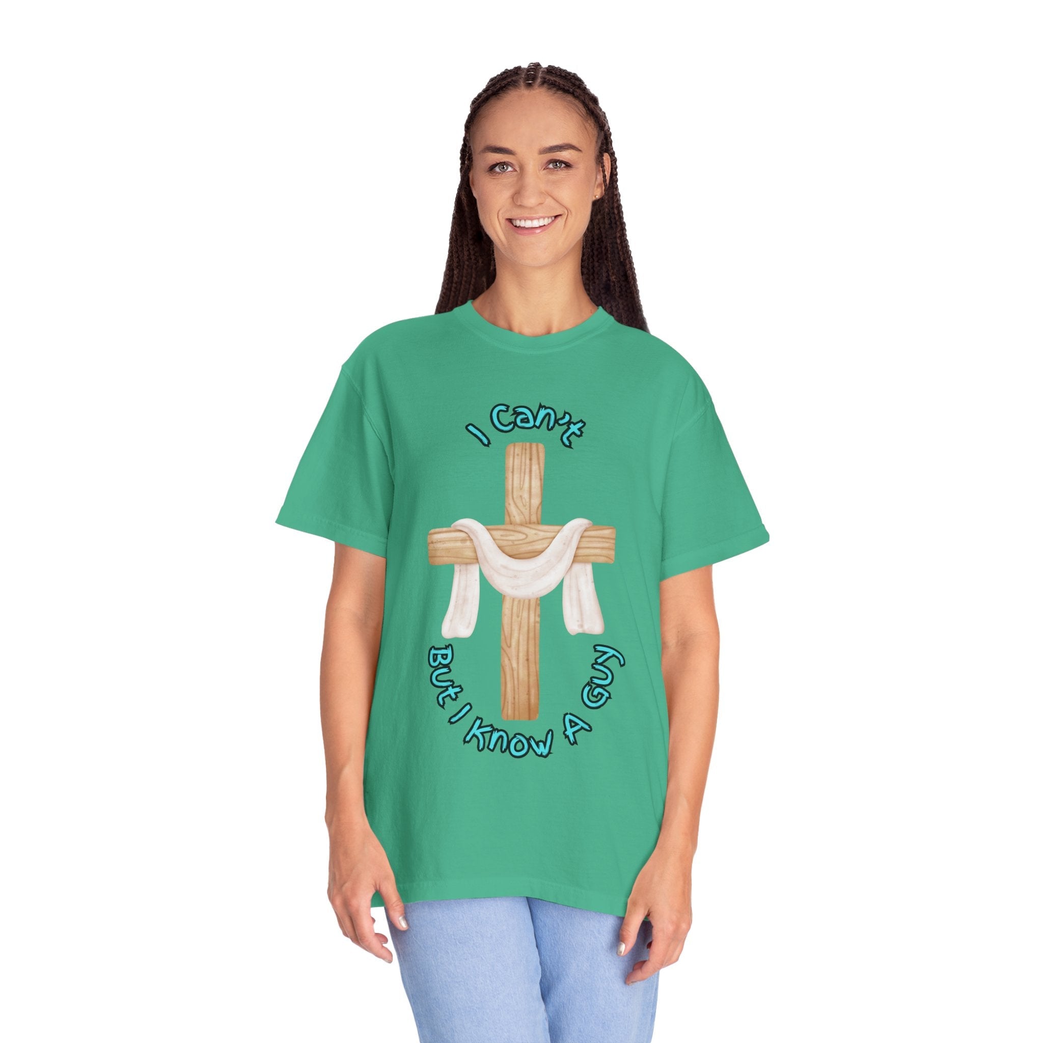 I Can’t, But I Know a Guy T-Shirt – Jesus Cross Christian Tee for Faithful Humor Printify