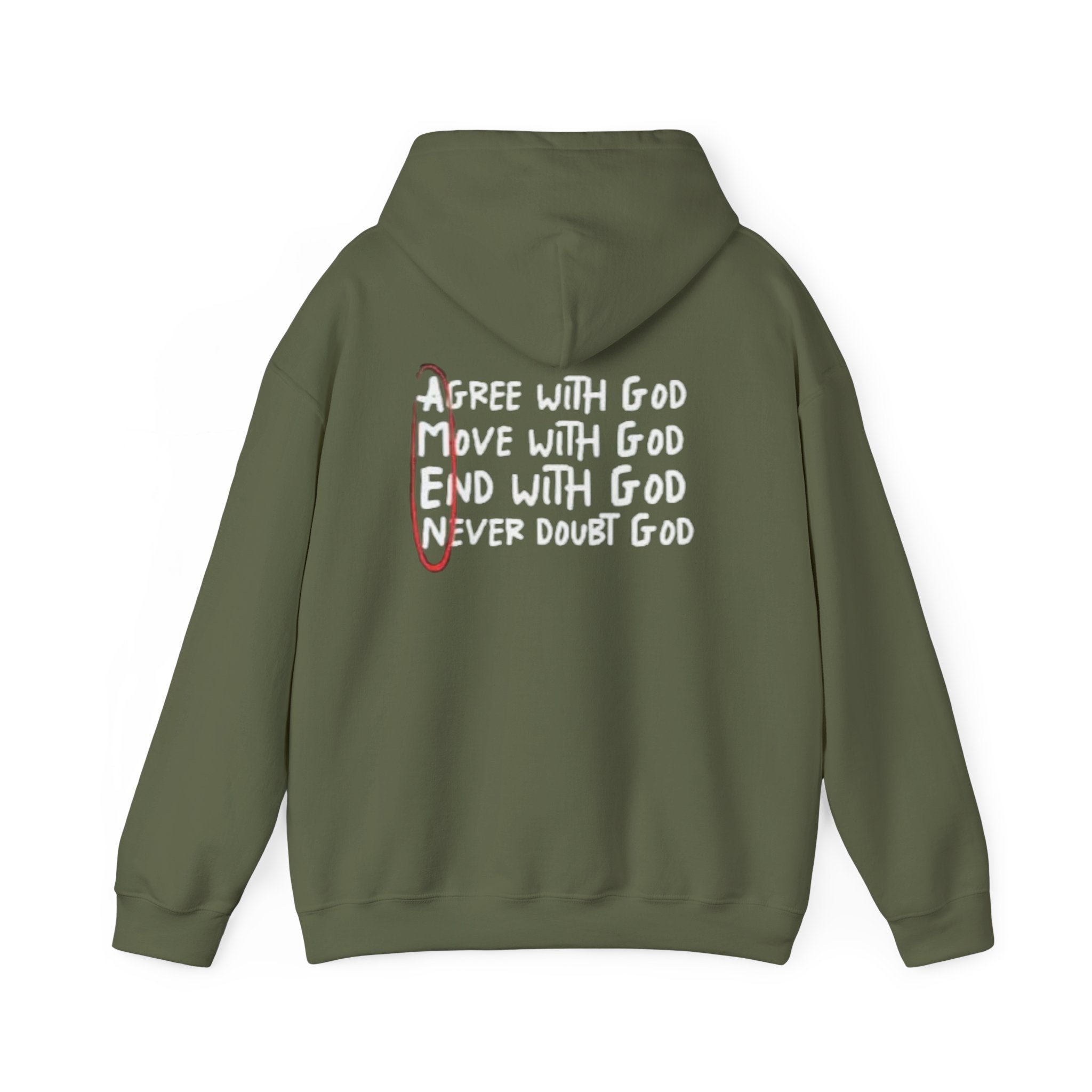 AMEN Acronym Hoodie – Agree with God Move with God End with God Never Doubt God Christian Sweatshirt for Unwavering Faith Printify