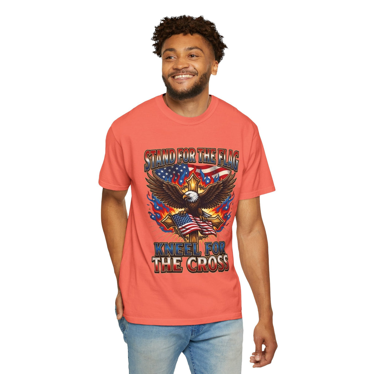 Stand for the Flag Kneel for the Cross T-shirt | Patriotic Eagle T-shirt Printify