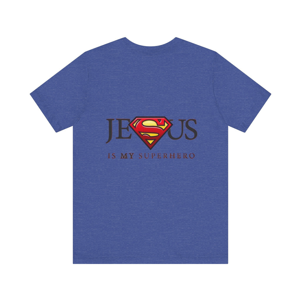 Jesus Is My Superhero T-Shirt — Faith-Based Superman-Inspired Tee Printify