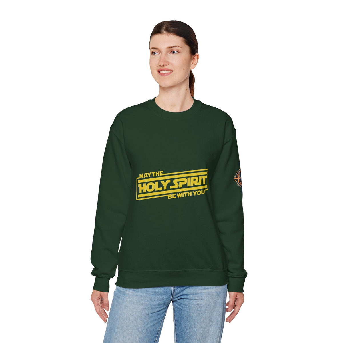 May the Holy Spirit Be With You Sweatshirt - Christian Star Wars Parody Sweatshirt Printify