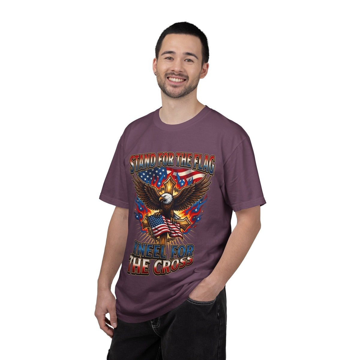Stand for the Flag Kneel for the Cross T-shirt | Patriotic Eagle T-shirt Printify