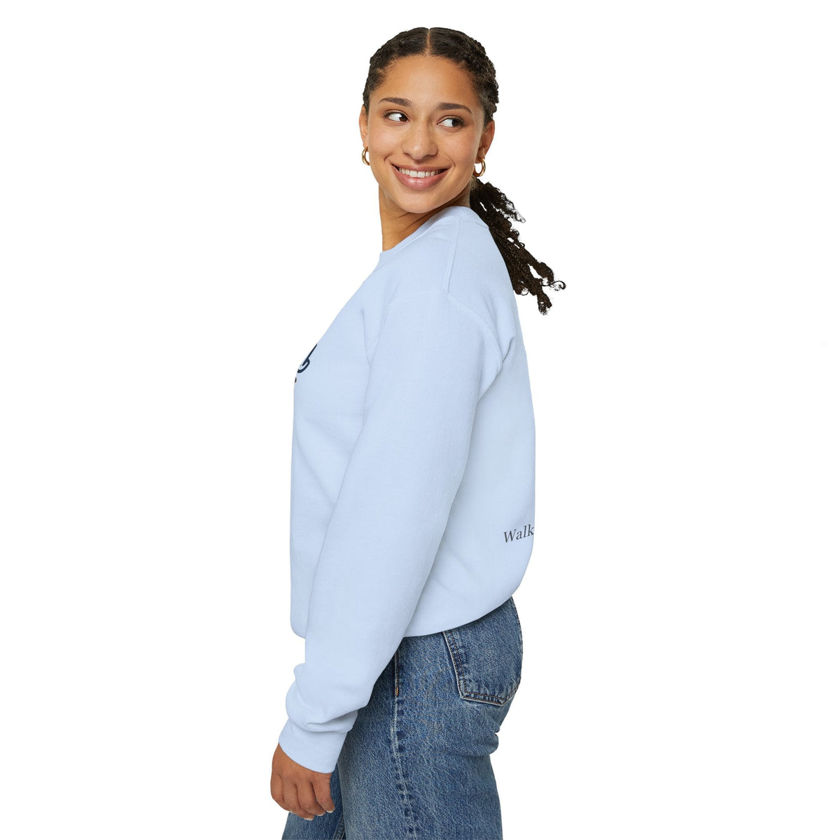 Walk by Faith Sweatshirt – Cross & Footprints Christian Sweatshirt for Cozy Inspiration Printify