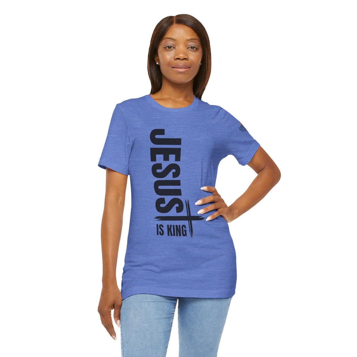 Jesus Is King T-shirt | Modern Typographic Cross Christian T-shirt Printify