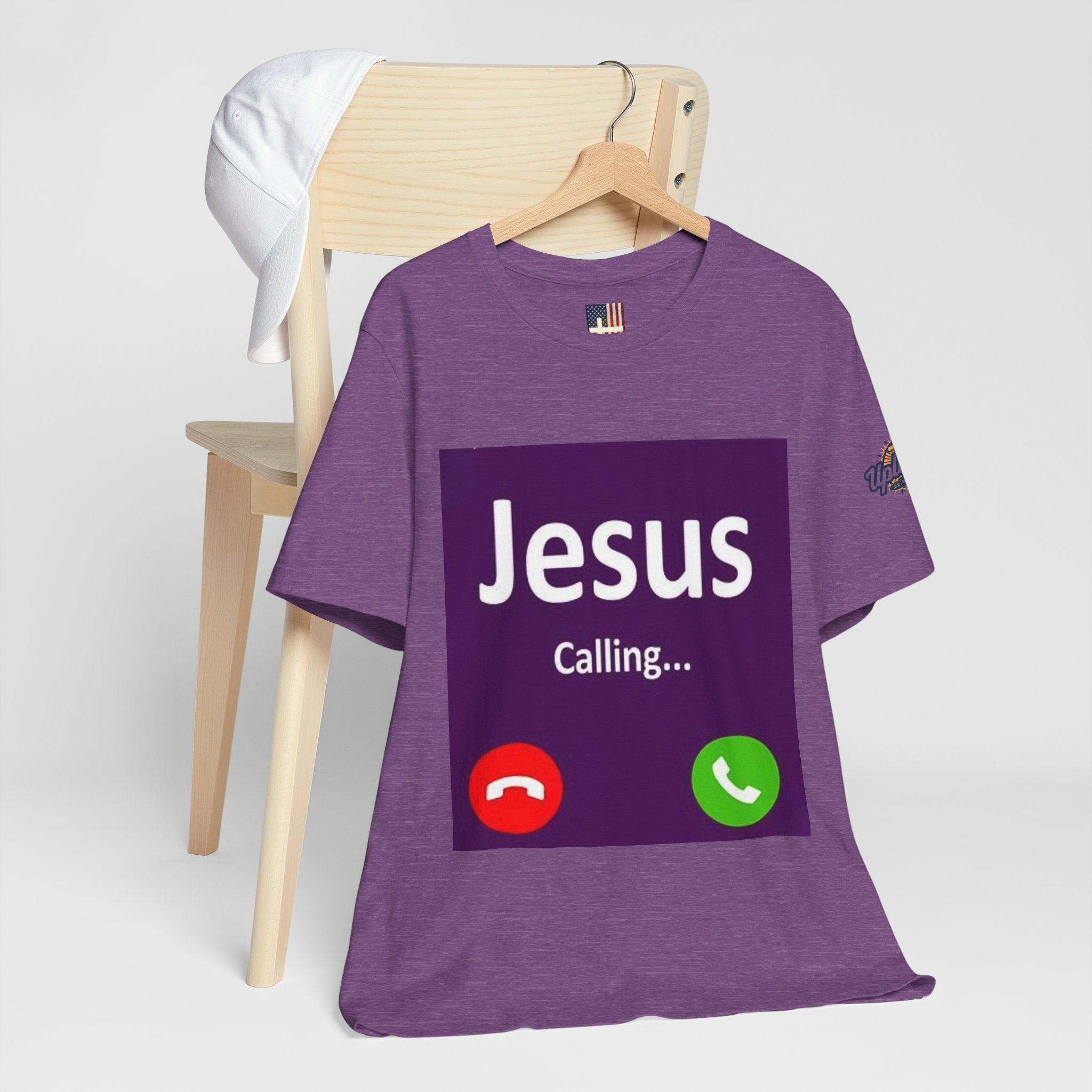 Jesus Calling T-shirt – Funny Cell Phone Screen Christian T-shirt for Divine Connection & Faith Humor Printify