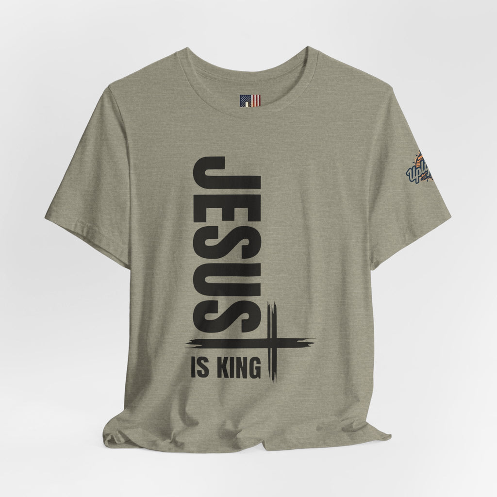 Jesus Is King T-shirt | Modern Typographic Cross Christian T-shirt Printify