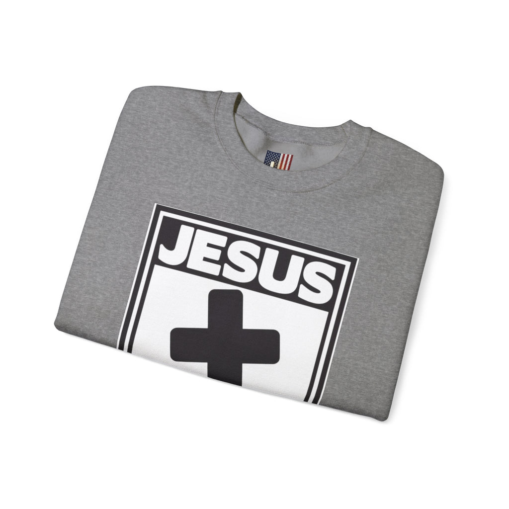 Jesus, Rated E for Everyone Sweatshirt - Gamer Faith Sweatshirt - Christian Video Game Parody Printify