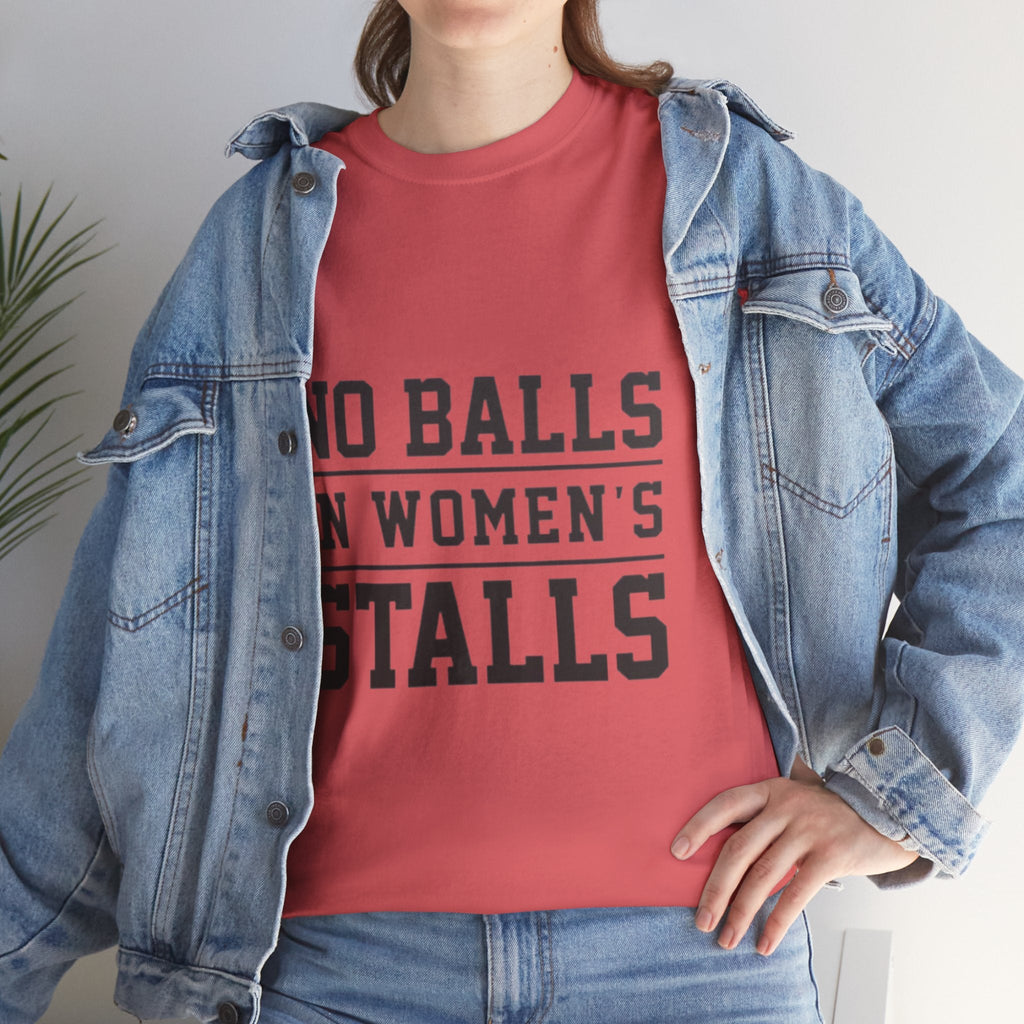No Balls in Women's Stalls Retro Protest T-Shirt Printify