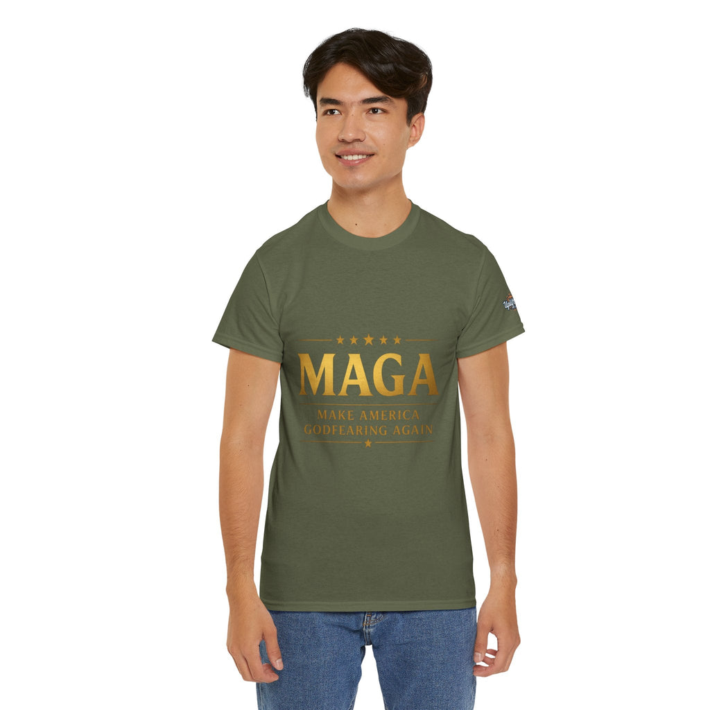 MAGA Gold Letter T-Shirt — "Make America Great Again" Printify