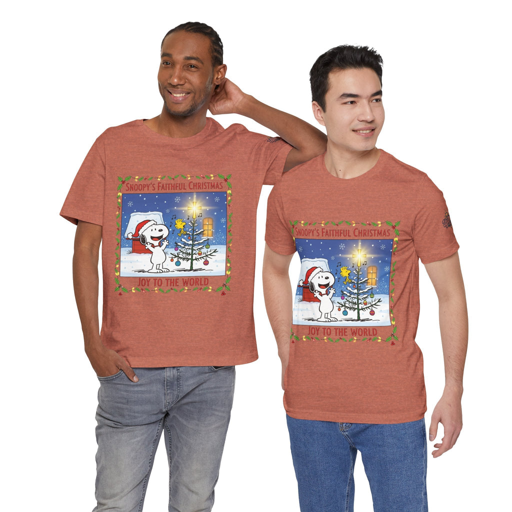 🎄 Faithful Christmas Friends – Christian Holiday T-Shirt | Festive Tree & Cartoon Duo | Heartwarming Christmas Tee by Uplifted Gear Printify
