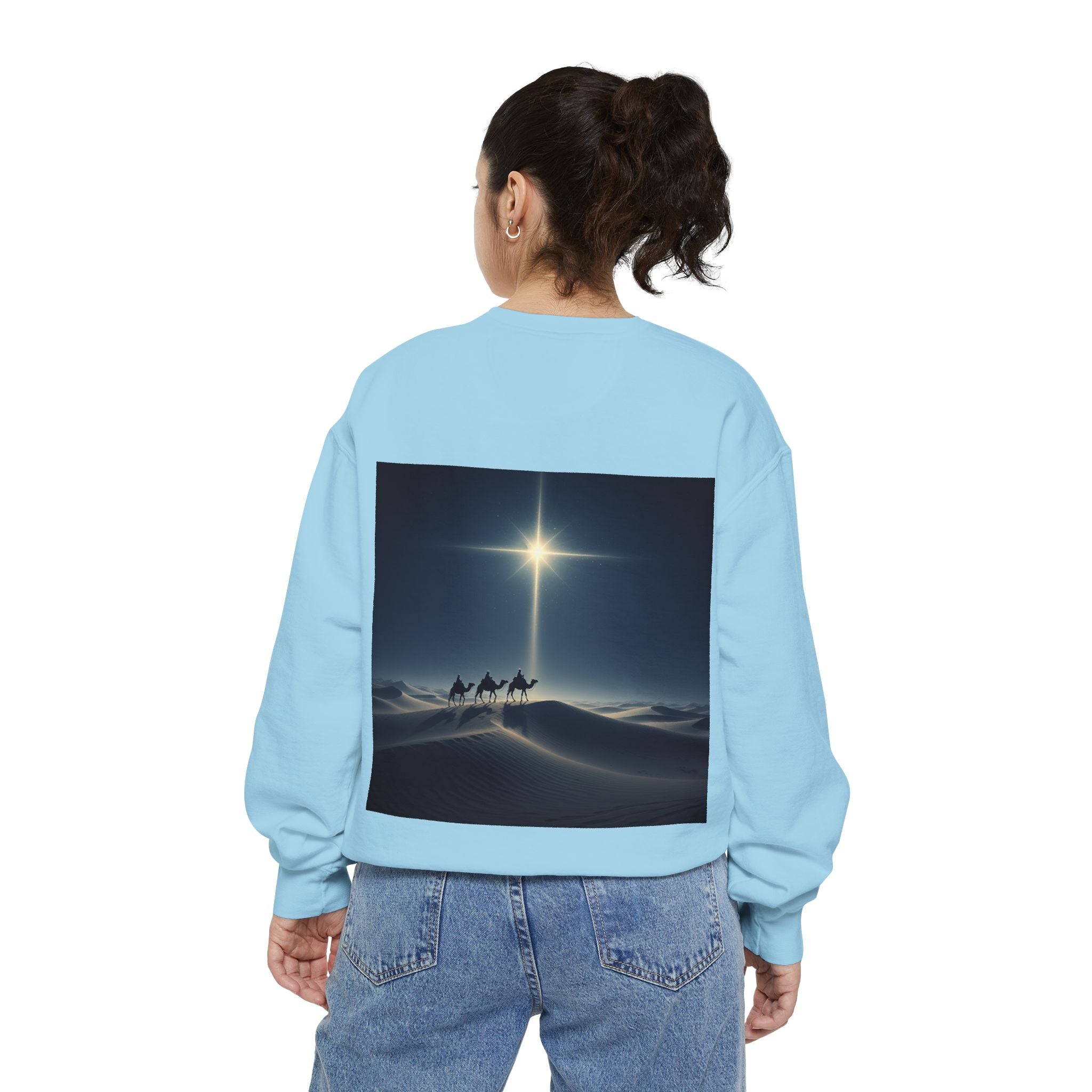 3 Wise Men Sweatshirt – Magi Camels Nativity Journey Christian Christmas Sweatshirt for Epiphany Faith & Holy Night Printify