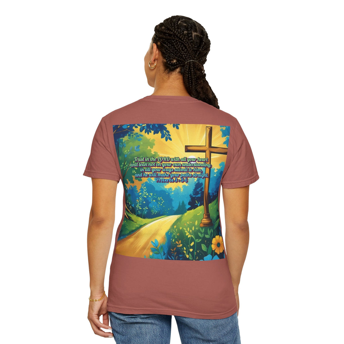 Trust in The Lord Proverbs 3:5-6 Biblical Design Unisex Garment-Dyed T-shirt Printify