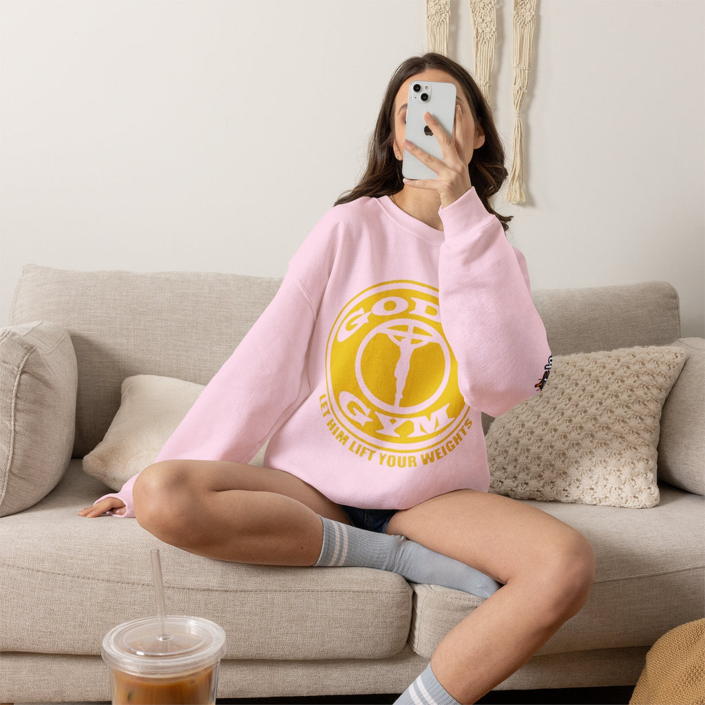 God's Gym Sweatshirt — "Let Him Lift Your Weights" Christian Fitness Sweatshirt Printify