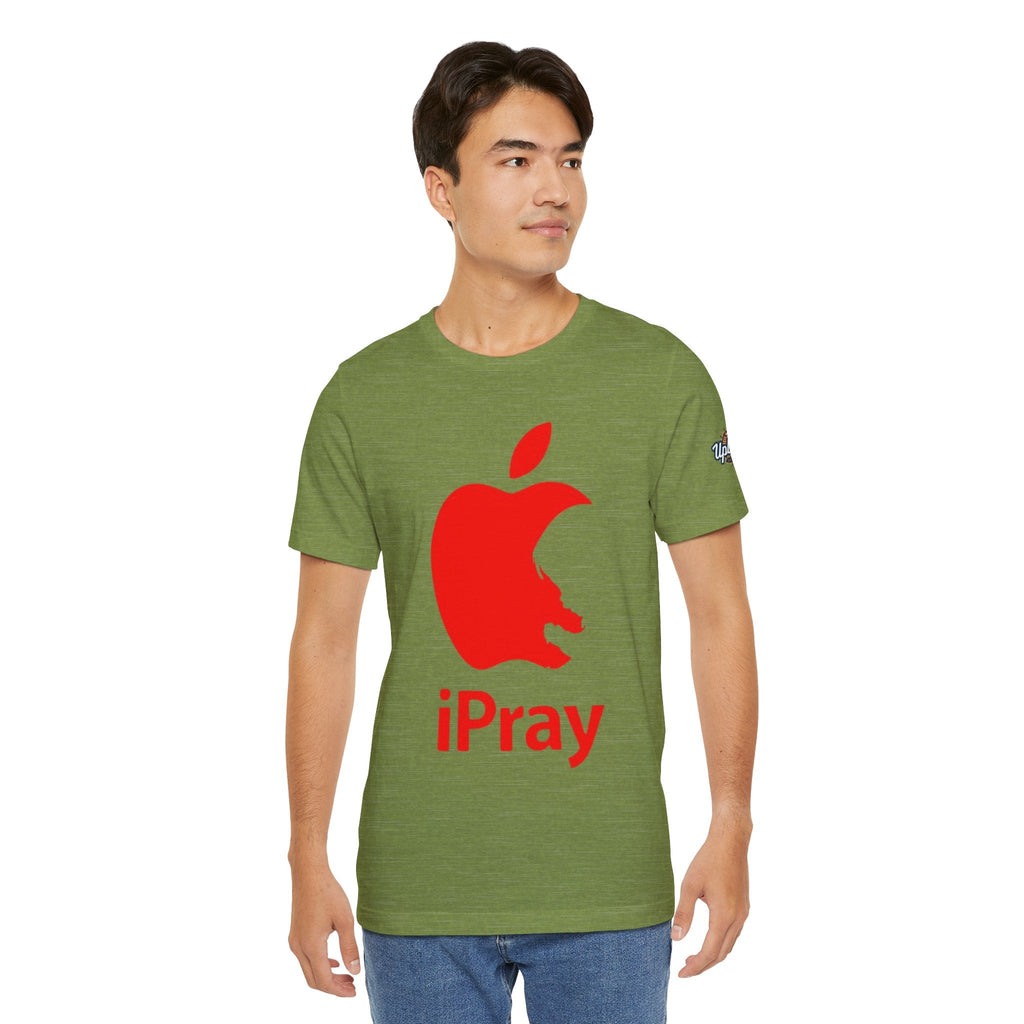 iPray Red Apple Christian T-Shirt — Faith Graphic Tee Printify