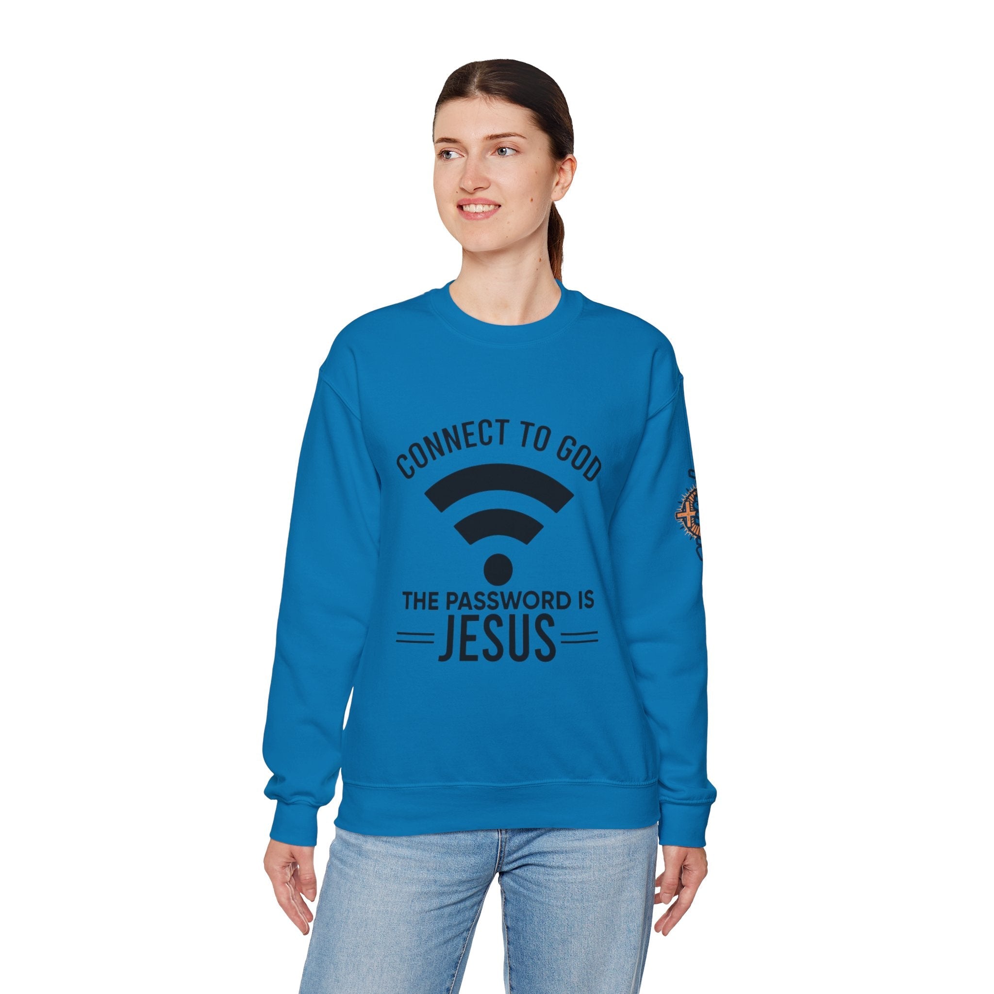 Connect to God Sweatshirt - WIFI Password is Jesus - Funny Christian Faith Sweatshirt Printify