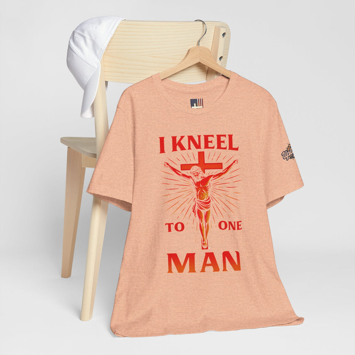 I Kneel to One Man T-shirt – Crucifixion Christian T-shirt for Unashamed Devotion & Bold Faith Printify