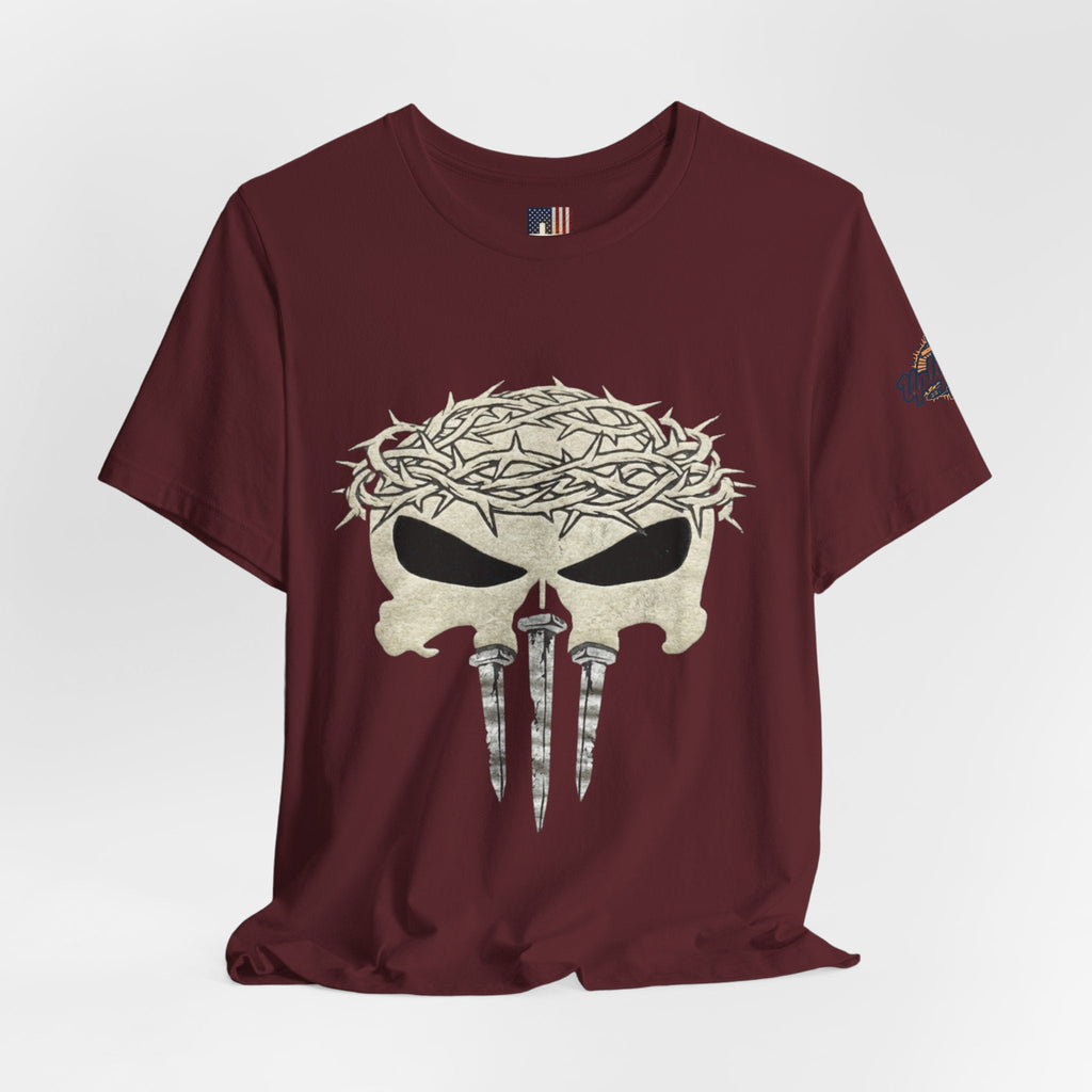 Christian Skull T-shirt - Crown of Thorns & Nails - Warrior Faith T-shirt Printify