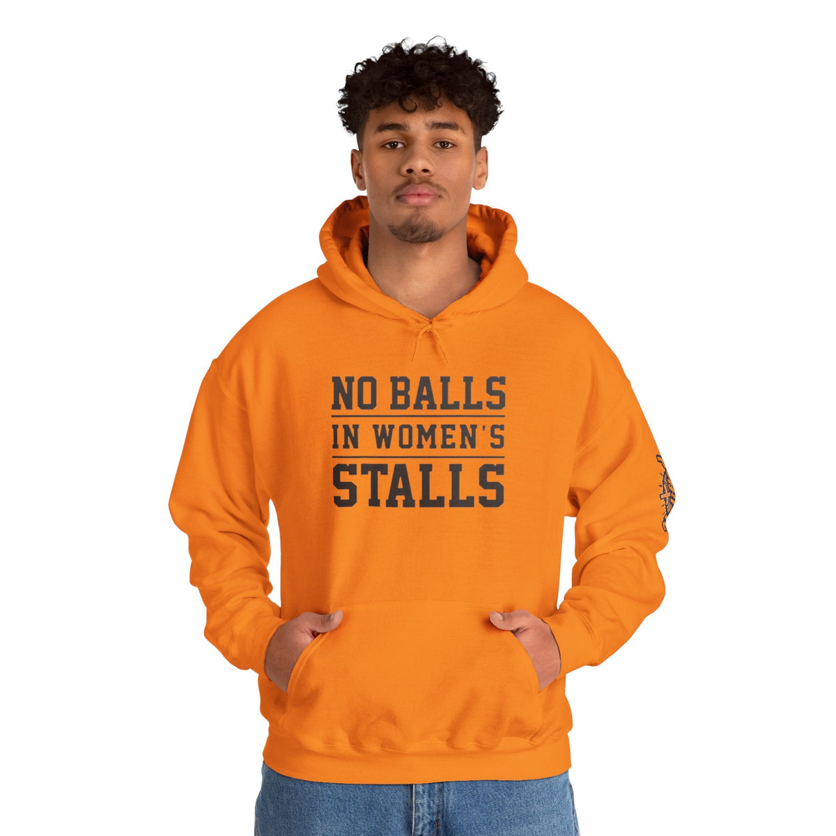 "No Balls in Women's Stalls" Statement Hoodie — Protest Sweatshirt Printify