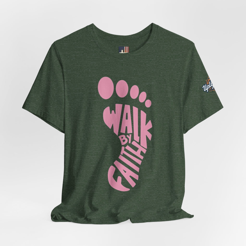 Walk By Faith Footprint T-Shirt Printify