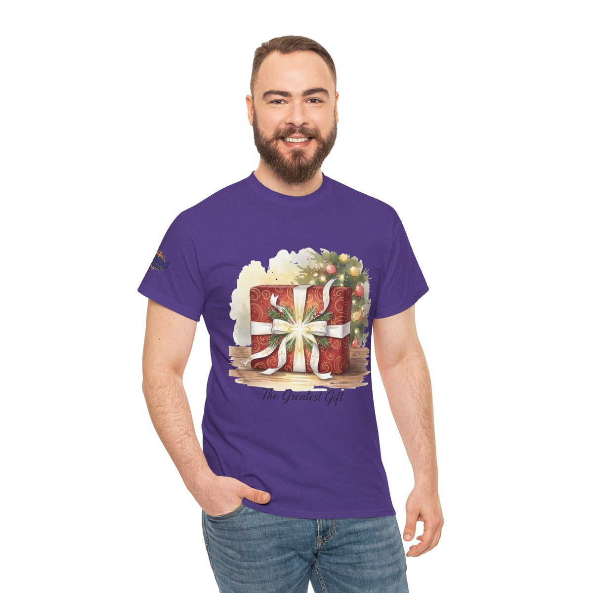 The Greatest Gift T-shirt – Cross Bow Present Christian T-shirt for Christmas Salvation & Eternal Faith Printify