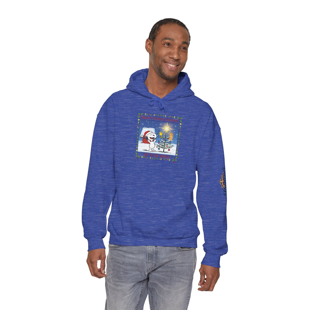 🎄 Faithful Christmas Friends – Christian Holiday Hoodie | Festive Tree & Cartoon Duo | Heartwarming Christmas Tee by Uplifted Gear Printify