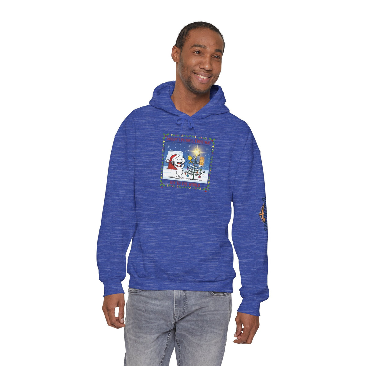 🎄 Faithful Christmas Friends – Christian Holiday Hoodie | Festive Tree & Cartoon Duo | Heartwarming Christmas Tee by Uplifted Gear Printify