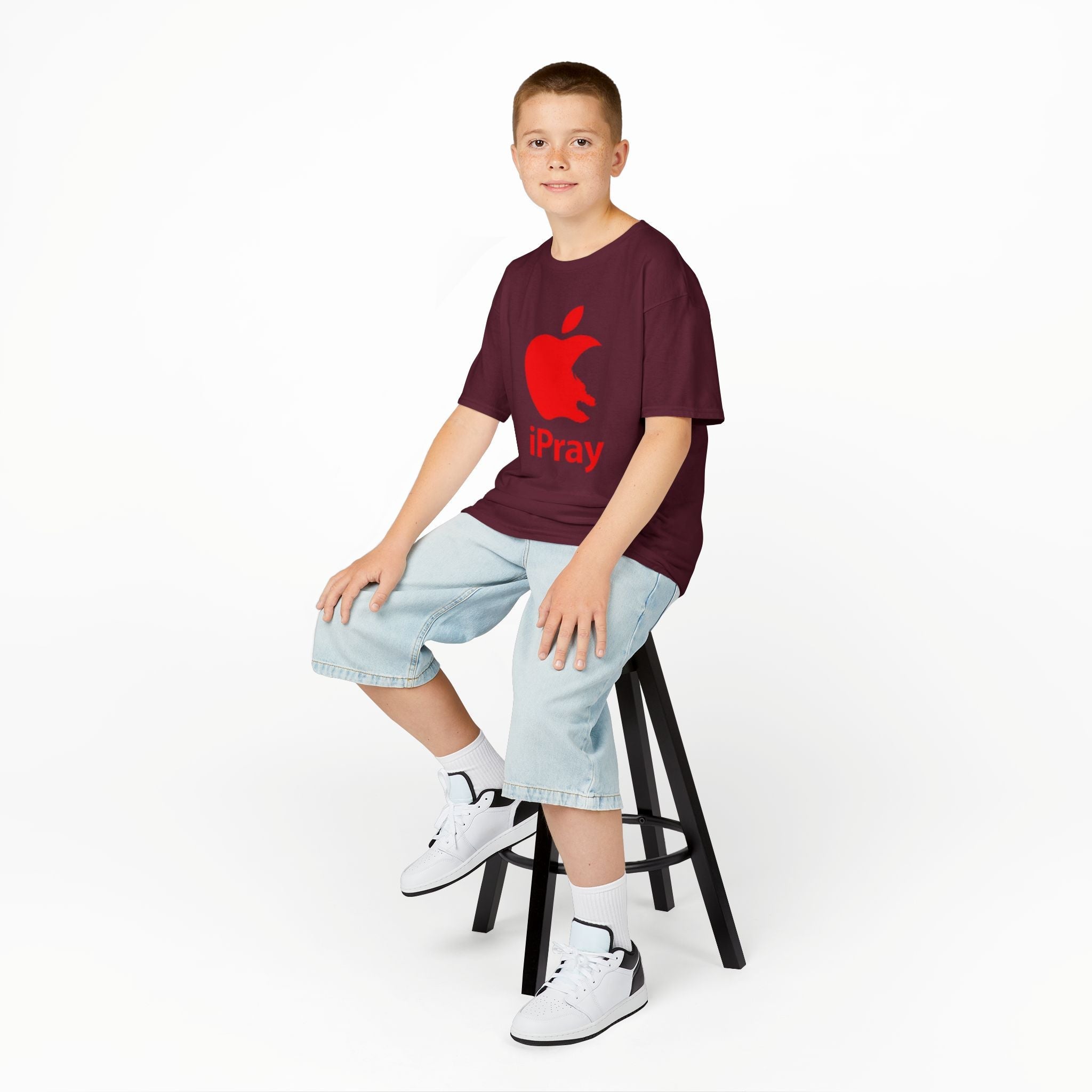 Kids Graphic Tee — Red iPray Logo Prayer Shirt for Children Printify