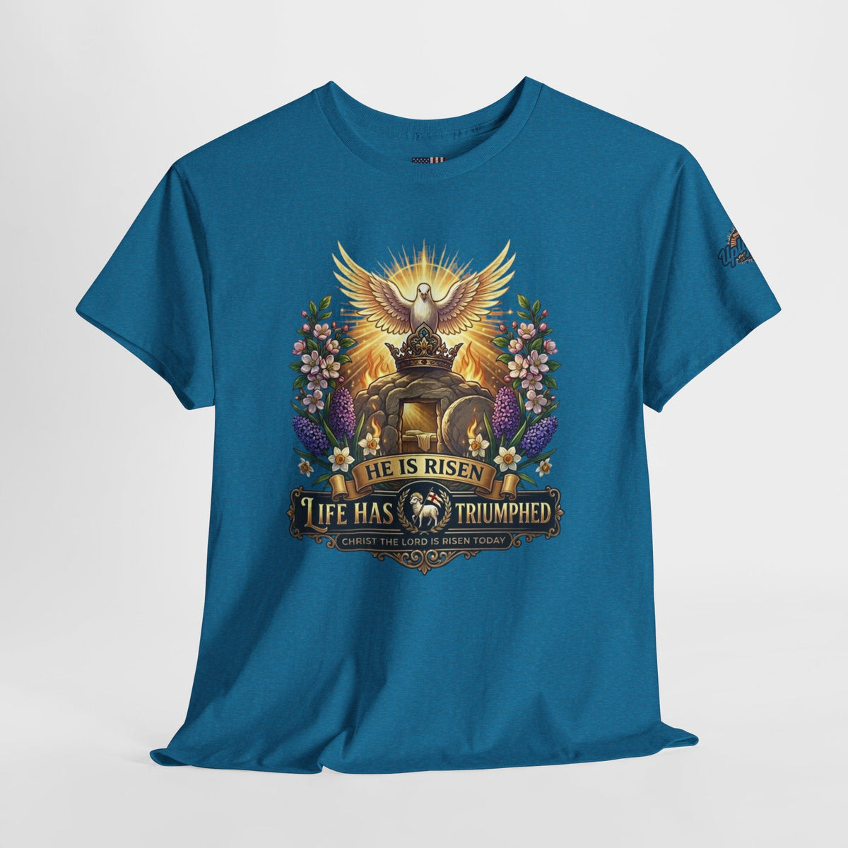 He Is Risen "Life Has Triumphed" T-Shirt — Easter Resurrection Christian Tee Printify