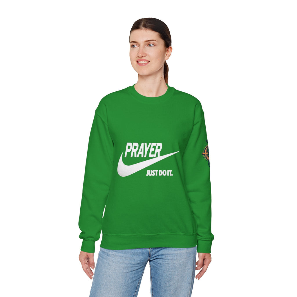 Prayer Just Do It Sweatshirt - Funny Christian Nike Parody Sweatshirt - Faith Gear Printify